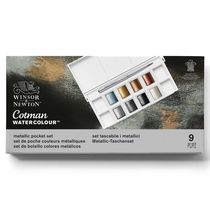 Cotman Akvarellmaling Metallic Set 8 ½ - Half Pans i gruppen Kunstnermateriell / Kunstnerfarge / Akvarellmaling hos Pen Store (129129)