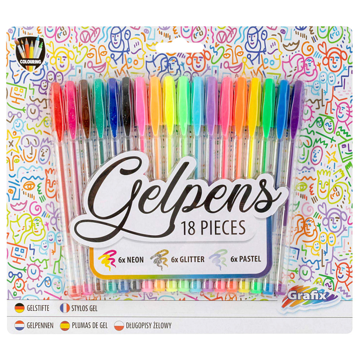 Gelpenner 18-sett (Neon/Glitter/Pastell) i gruppen Penner / Skrive / Gelpenner hos Pen Store (129330)