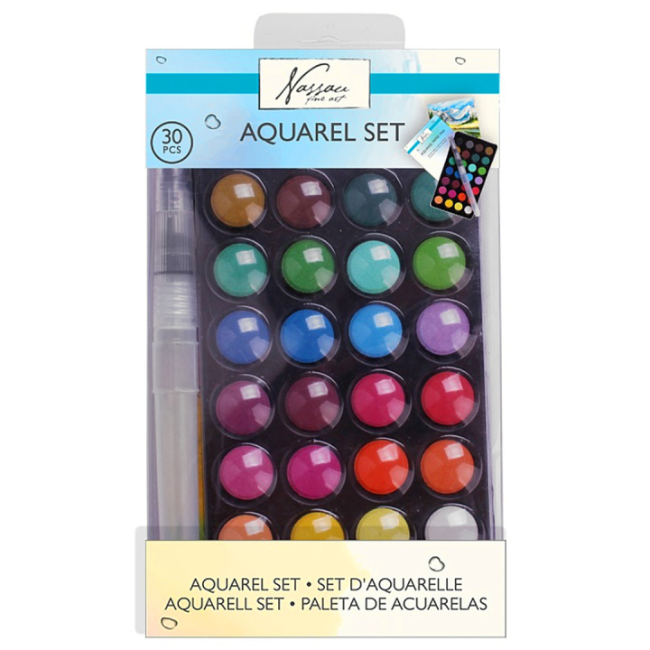 Akvarell 28-set + vannpensel og papir i gruppen Kunstnermateriell / Kunstnerfarge / Akvarellmaling / Akvarellmaling i kopp hos Pen Store (129361)