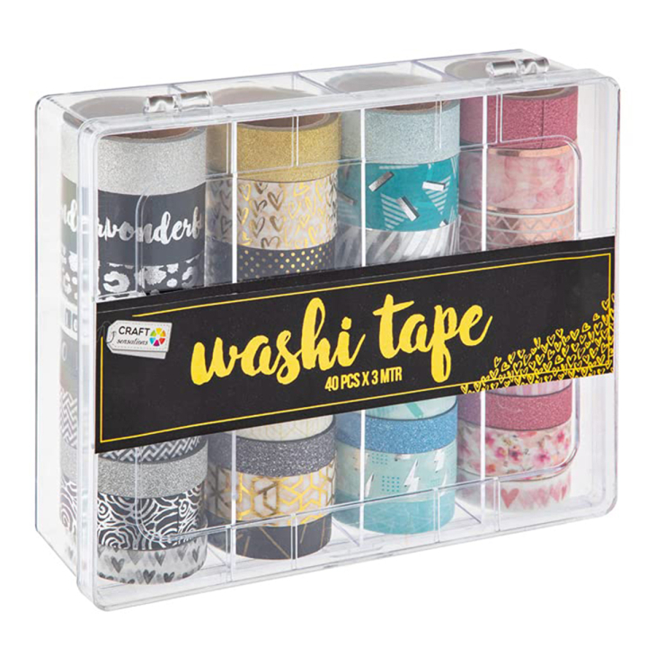 Washi-tape 40-pakke + oppbevaringsboks #2 i gruppen Hobby & Kreativitet / Hobbytilbehør / Washi Tape hos Pen Store (129891)