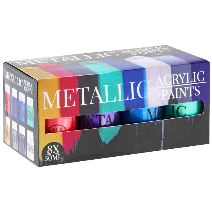 Akrylfarge Metallic Pearl 30 ml 8-sett i gruppen Kunstnermateriell / Kunstnerfarge / Akrylmaling hos Pen Store (130038)
