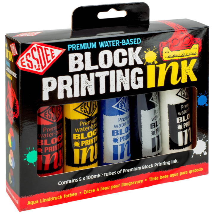 Linoleumfarge Basic 100 ml x 5 i gruppen Hobby & Kreativitet / Teknikker / Linoleumstrykk hos Pen Store (130575)