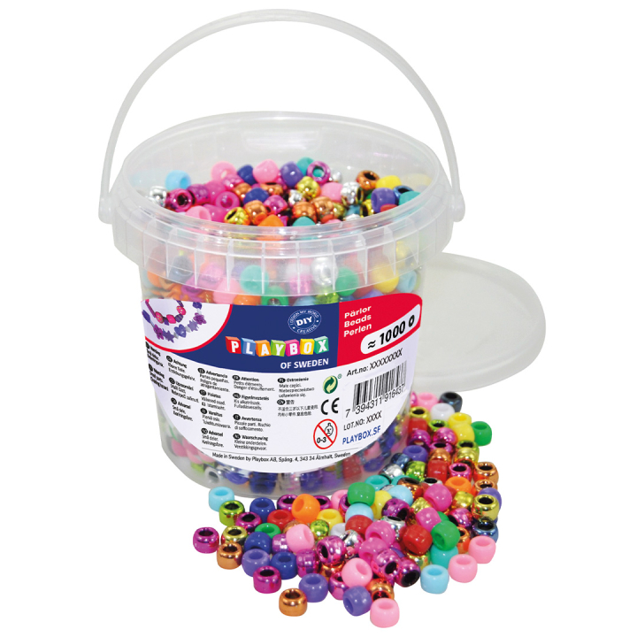 Pony Beads Mix 1000 stk i gruppen Kids / Kul og læring / Smykkeproduksjon for barn hos Pen Store (131296)