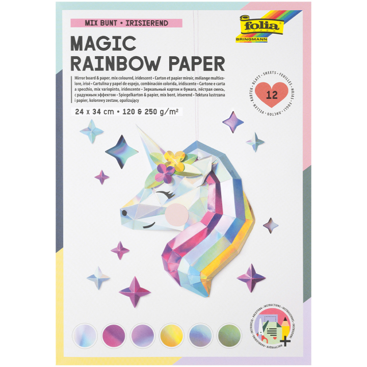 Fargeskiftende papir/kartong Magic Rainbow 12 ark i gruppen Kids / Kul og læring / Papir og Tegneblokker hos Pen Store (131533)
