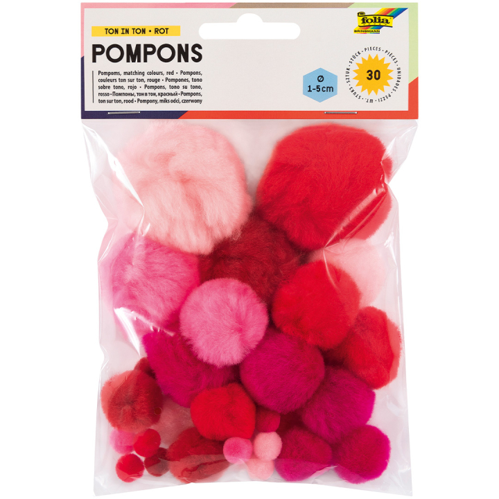 Pompoms Rød 30-pakke i gruppen Kids / Kul og læring / Hobbyartikler for barn / Filtkuler og pomponger hos Pen Store (131633)