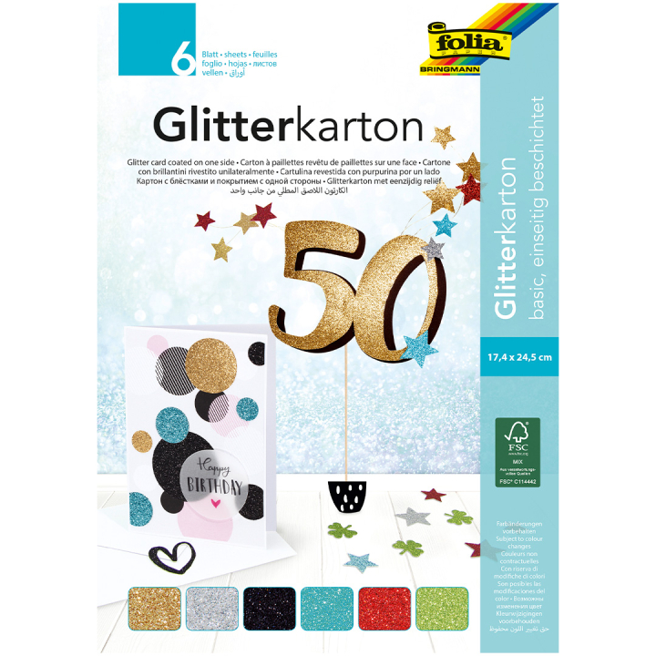 Glitterkartong Basic 6 Ark i gruppen Kids / Kul og læring / Papir og Tegneblokker hos Pen Store (131656)