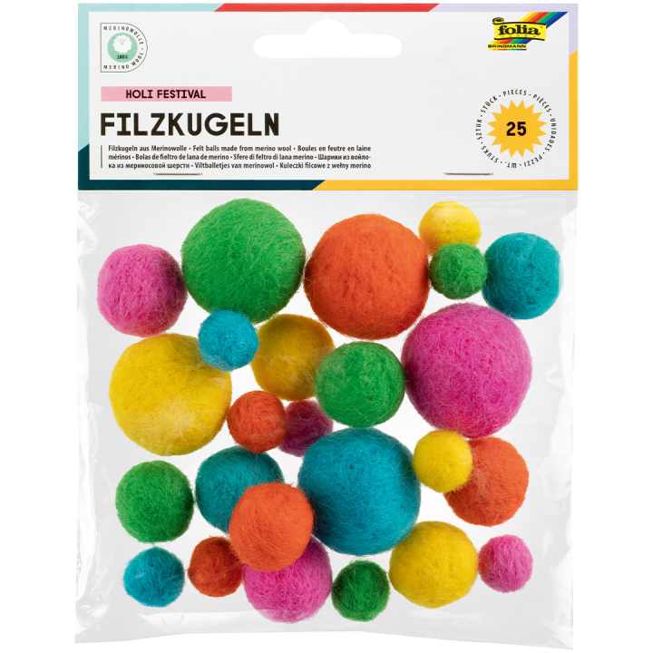 Filtkuler Pholi Festival 25-pakke i gruppen Kids / Kul og læring / Hobbyartikler for barn / Filtkuler og pomponger hos Pen Store (131669)