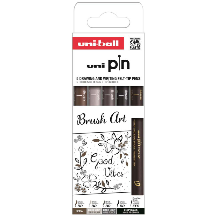 Pin Fineliner 5-set Brush Art i gruppen Penner / Kunstnerpenner / Penselpenner hos Pen Store (132723)