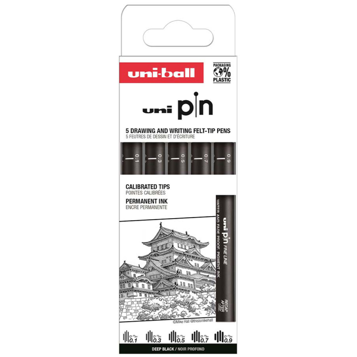 Pin Fineliner 5-set Classic 1 i gruppen Penner / Skrive / Fineliners hos Pen Store (132725)