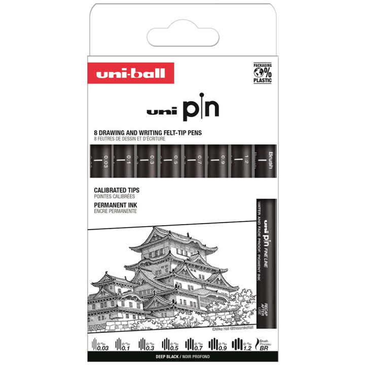 Pin Fineliner 8-set Classic 1 i gruppen Penner / Skrive / Fineliners hos Pen Store (132726)