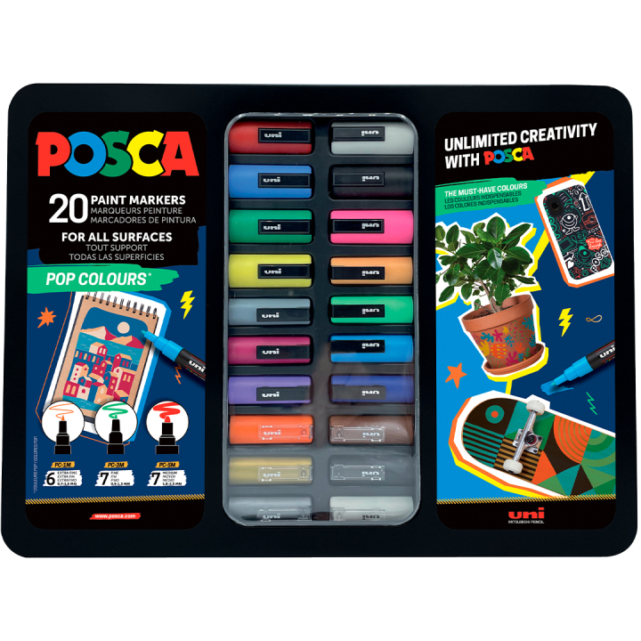 Posca Pop Colours 20-sett i gruppen Penner / Kunstnerpenner / Akrylmarkers hos Pen Store (133850)