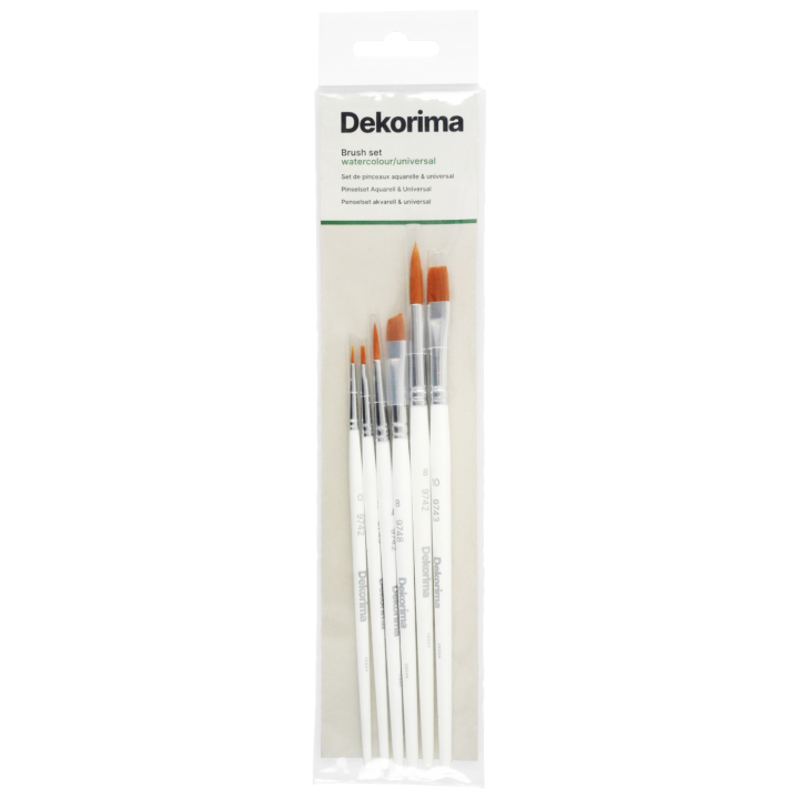 Syntetiske pensler Akvarell/Universal 6-sett i gruppen Kunstnermateriell / Pensler /  Akvarellpensler hos Pen Store (133923)