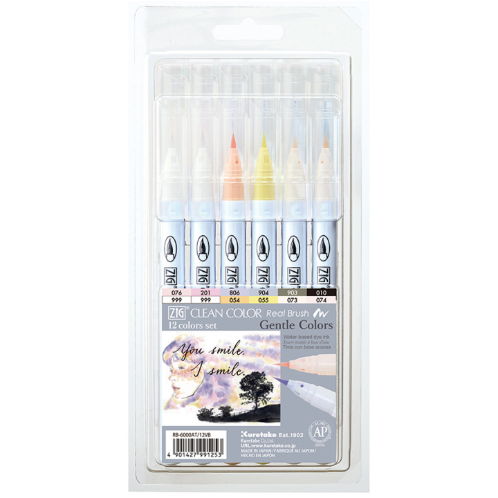 Clean Color Real Brush 12-set Gentle Colors i gruppen Penner / Kunstnerpenner / Penselpenner hos Pen Store (134104)