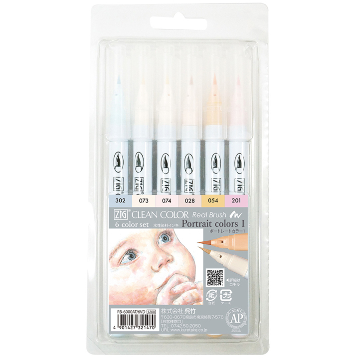 Clean Color Real Brush 6-set Portrait Colors I i gruppen Penner / Kunstnerpenner / Penselpenner hos Pen Store (134108)