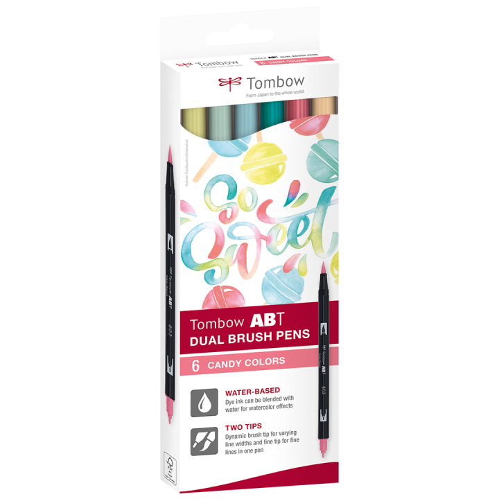 ABT Dual Brush pen 6-set Candy i gruppen Penner / Kunstnerpenner / Penselpenner hos Pen Store (134114)