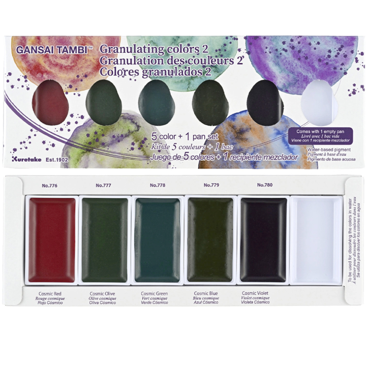 Gansai Tambi Aquarelle 5-set Granulating Colors 2 i gruppen Kunstnermateriell / Kunstnerfarge / Akvarellmaling / Akvarellmaling i kopp hos Pen Store (135537)