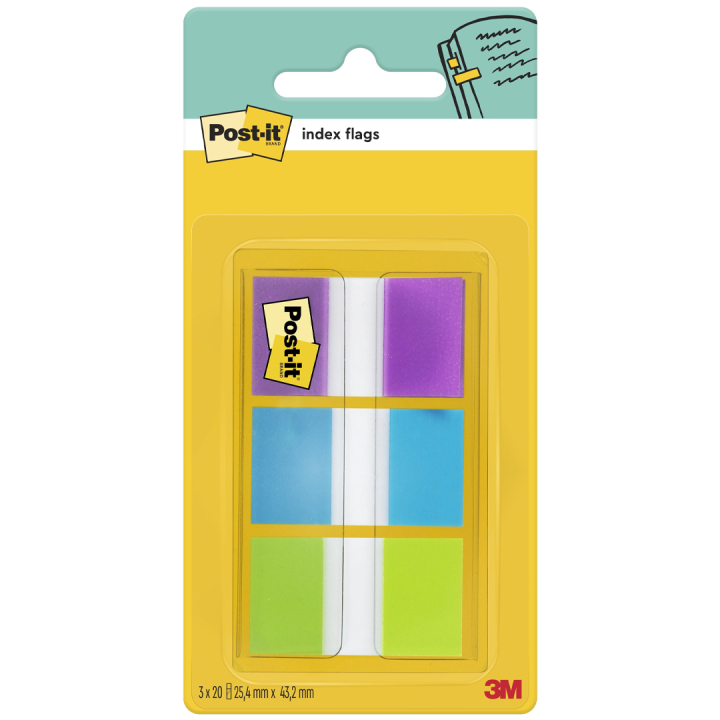 Post-it Index Tabs 25,4x43,2 mm 3 farger i gruppen  Papir & Blokk / Skrive og ta notater / Post-it og notisblokker hos Pen Store (135556)