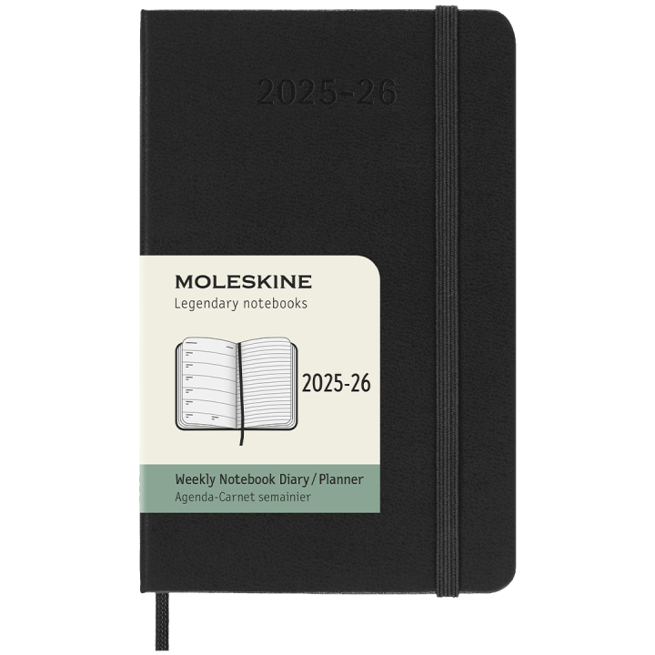 Kalender 18M WeekNote Hard Cover Pocket Black i gruppen  Papir & Blokk / Kalendere / 18 md kalendere hos Pen Store (135590)