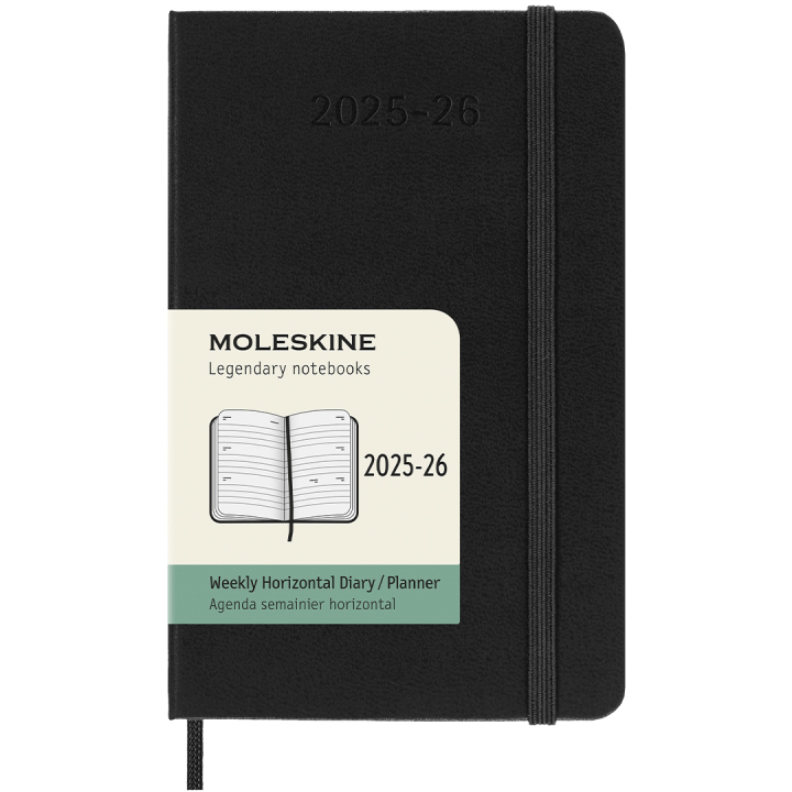 Kalender 18M Weekly Hard Cover Horisontell Pocket Black i gruppen  Papir & Blokk / Kalendere / 18 md kalendere hos Pen Store (135593)