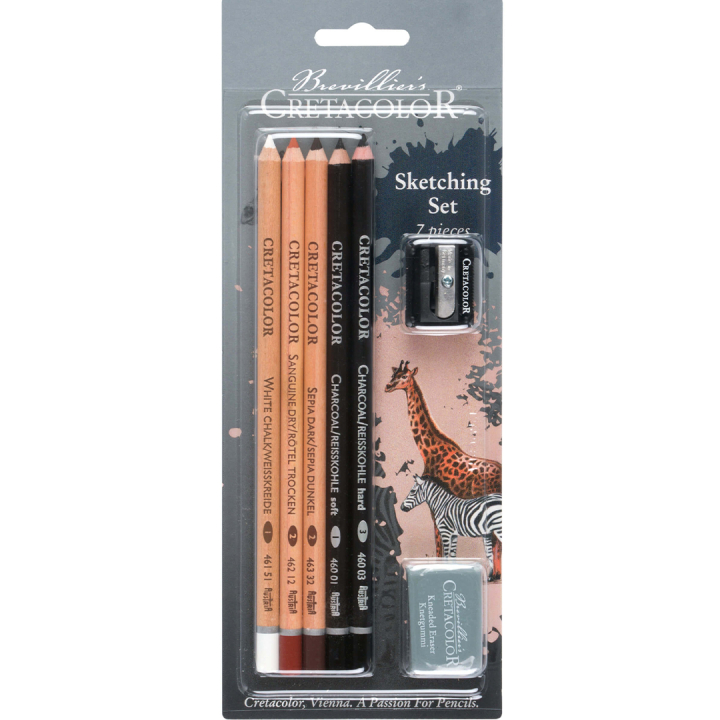 Skisse-sett 7 deler i gruppen Kunstnermateriell / Kritt og blyanter / Kullpenner og kull hos Pen Store (135652)