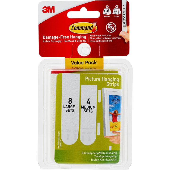 Command Bildeoppheng Strips Value Pack Medium/Large i gruppen Hobby & Kreativitet / Organisere / Rammer / Bildeoppheng hos Pen Store (135684)