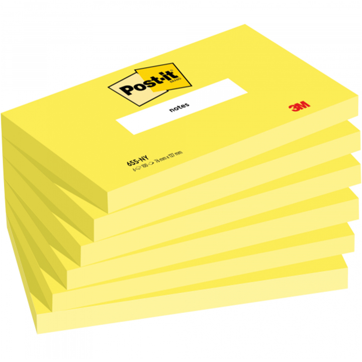 Post-it 76×127 Neongul 6-pakning i gruppen  Papir & Blokk / Skrive og ta notater / Post-it og notisblokker hos Pen Store (135714)
