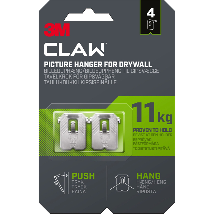 Claw Tavelkrok for gipsvegg 11 kg 4-pakning i gruppen Hobby & Kreativitet / Organisere / Rammer / Bildeoppheng hos Pen Store (135736)
