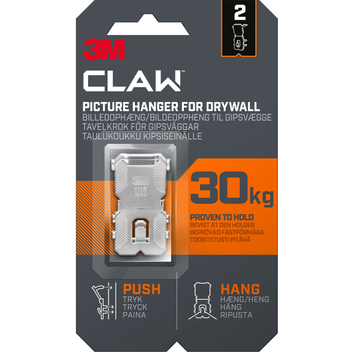 Claw Tavelkrok for gipsvegg 30 kg 2-pakning i gruppen Hobby & Kreativitet / Organisere / Rammer / Bildeoppheng hos Pen Store (135739)