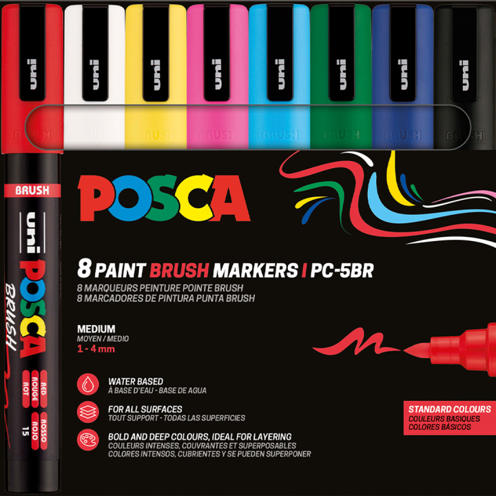 Posca Brush PC-5BR 8-sett i gruppen Penner / Kunstnerpenner / Illustrasjonmarkers hos Pen Store (135920)