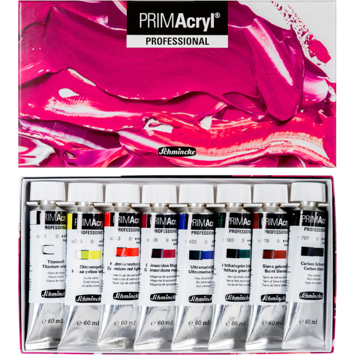 PRIMAcryl Akrylmaling 60 ml 8-sett i gruppen Kunstnermateriell / Kunstnerfarge / Akrylmaling hos Pen Store (136012)