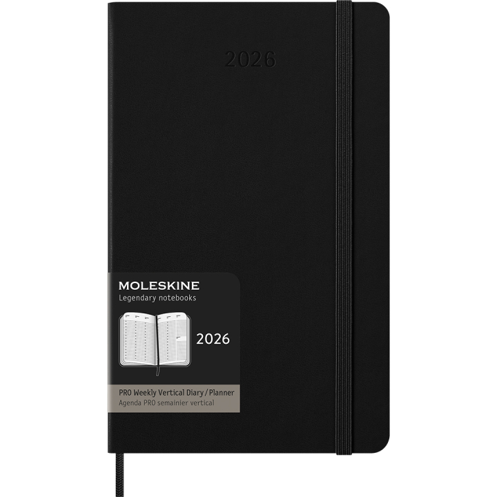 Kalender 12M Weekly Vertical PRO 2026 Hardcover Large Black i gruppen  Papir & Blokk / Kalendere / 12 md kalendere hos Pen Store (136100)