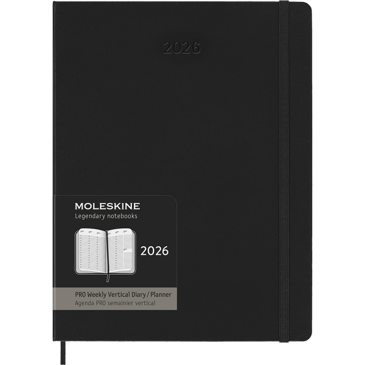 Kalender 12M Weekly Vertical PRO 2026 Hardcover XL Black i gruppen  Papir & Blokk / Kalendere / 12 md kalendere hos Pen Store (136101)