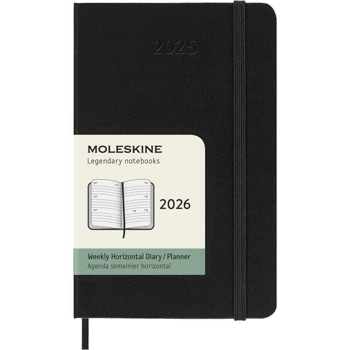 Kalender 12M Weekly Horizontal 2026 Hardcover Pocket Black i gruppen  Papir & Blokk / Kalendere / 12 md kalendere hos Pen Store (136108)
