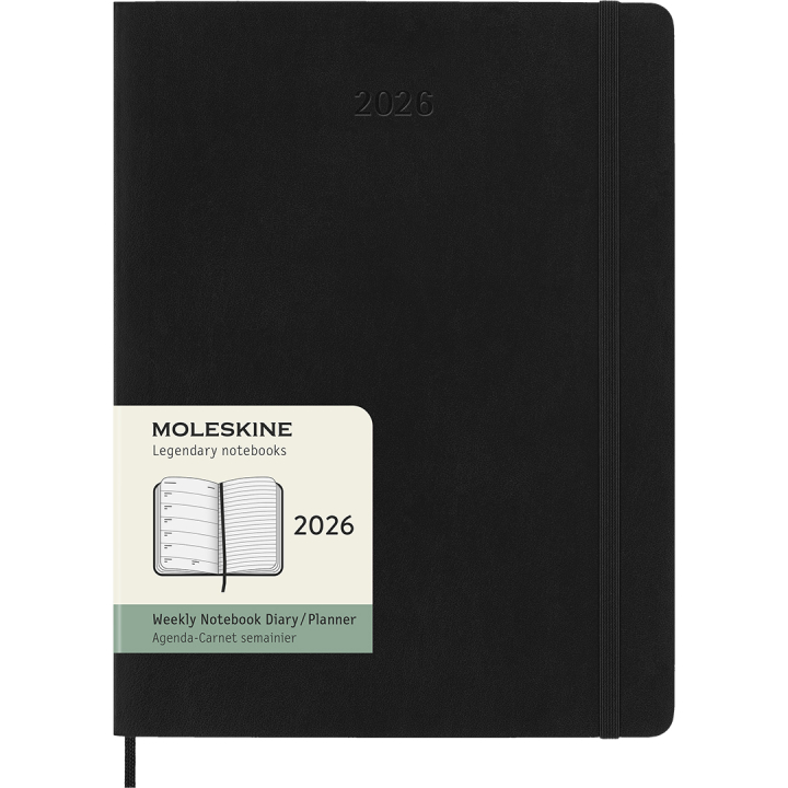 Kalender 12M Weekly Notebook 2026 Softcover XL Black i gruppen  Papir & Blokk / Kalendere / 12 md kalendere hos Pen Store (136127)
