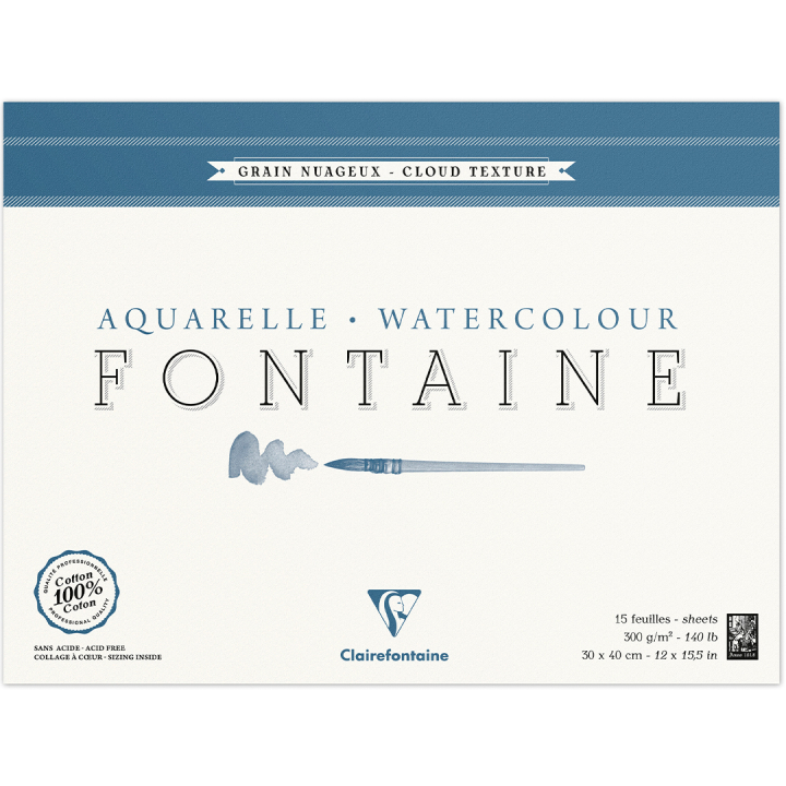 Fontaine Akvarellblokk Cloud Texture 30x40 cm 300g i gruppen Papir & Blokk / Artistblokk / Akvarellpapir hos Pen Store (136137)