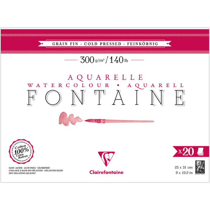 Fontaine Akvarellblokk CP 23x31 cm 300g i gruppen Papir & Blokk / Artistblokk / Akvarellpapir hos Pen Store (136141)