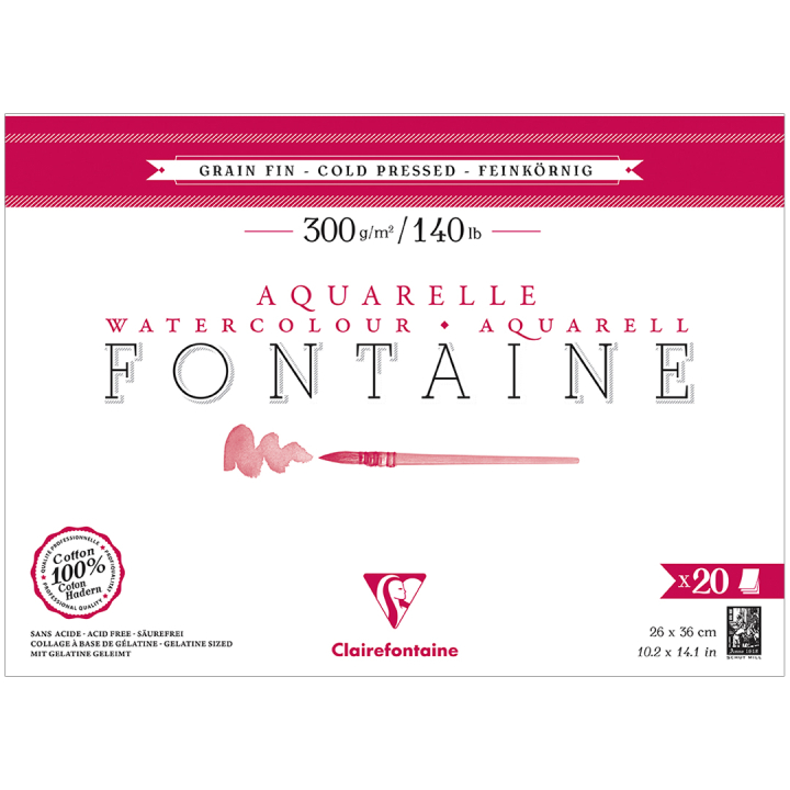 Fontaine Akvarellblokk CP 26x36 cm 300g i gruppen Papir & Blokk / Artistblokk / Akvarellpapir hos Pen Store (136142)