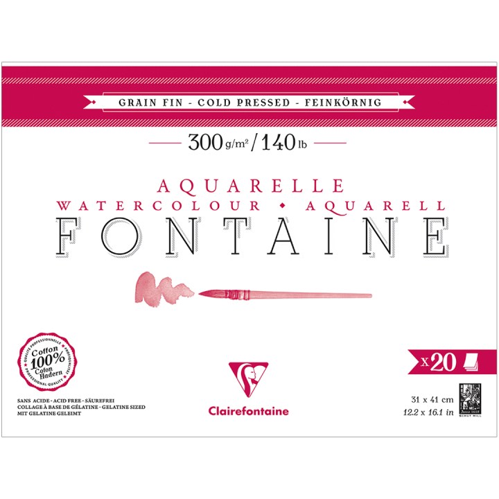 Fontaine Akvarellblokk CP 31x41 cm 300g i gruppen Papir & Blokk / Artistblokk / Akvarellpapir hos Pen Store (136143)