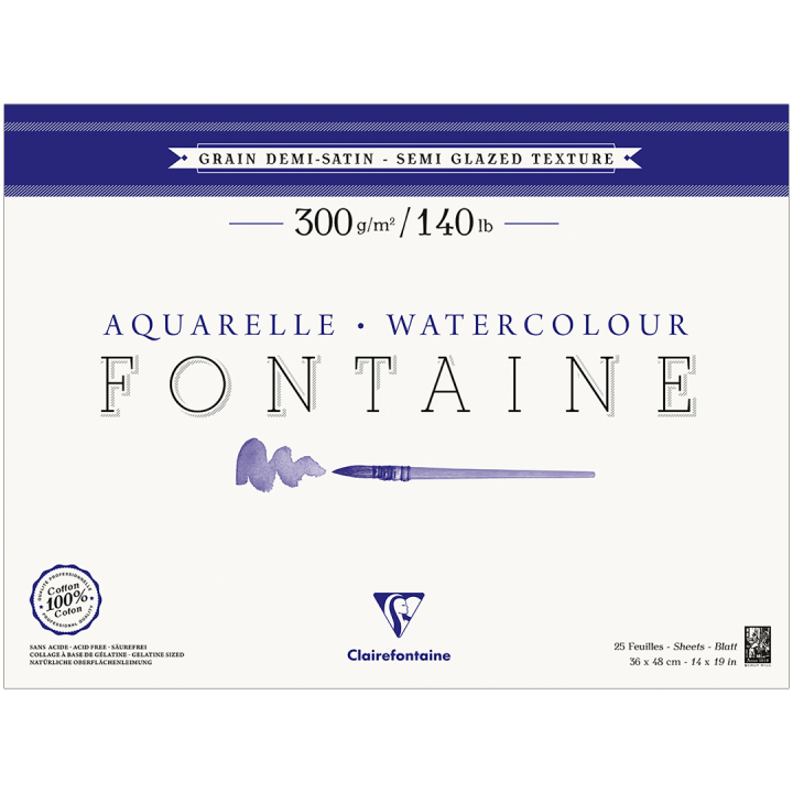 Fontaine Akvarellblokk Semi-Glazed 36x48 cm 300g i gruppen  Papir & Blokk / Artistblokk / Akvarellpapir hos Pen Store (136161)