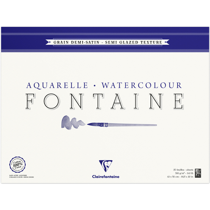 Fontaine Akvarellblokk Semi-Glazed 42x56 cm 300g i gruppen  Papir & Blokk / Artistblokk / Akvarellpapir hos Pen Store (136162)