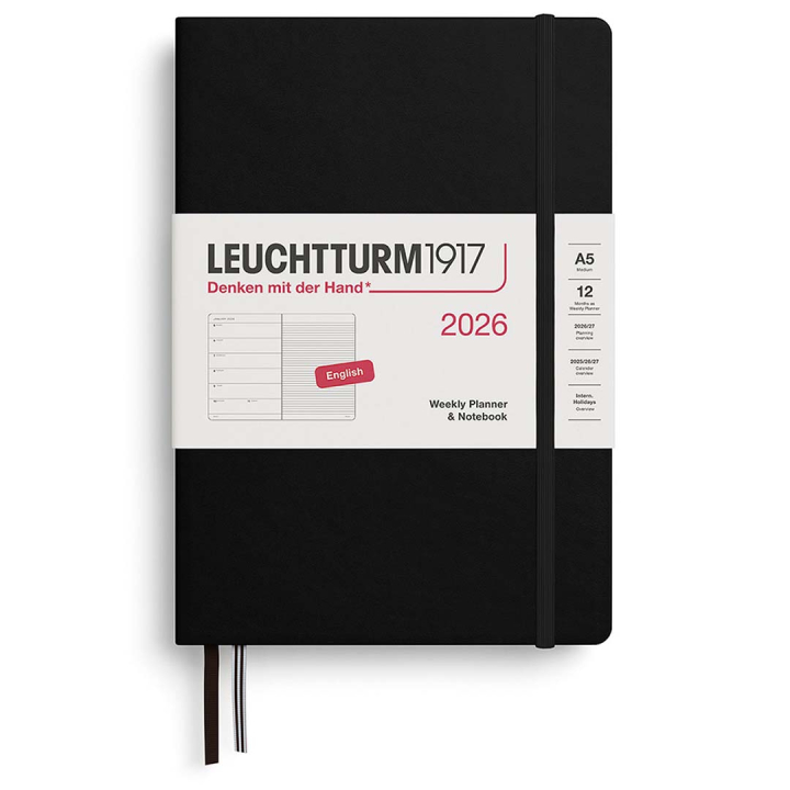 Kalender Weekly Planner & Notebook 2026 A5 Black i gruppen  Papir & Blokk / Kalendere / 12 md kalendere hos Pen Store (136217)