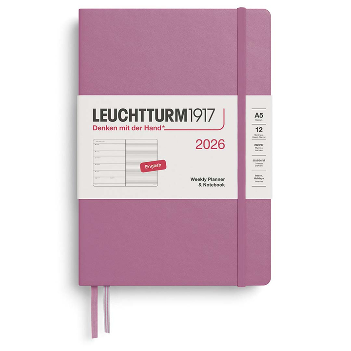 Kalender Weekly Planner & Notebook 2026 A5 Dusty Rose i gruppen  Papir & Blokk / Kalendere / 12 md kalendere hos Pen Store (136219)