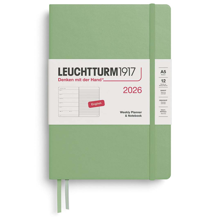 Kalender Weekly Planner & Notebook 2026 A5 Sage i gruppen  Papir & Blokk / Kalendere / 12 md kalendere hos Pen Store (136223)