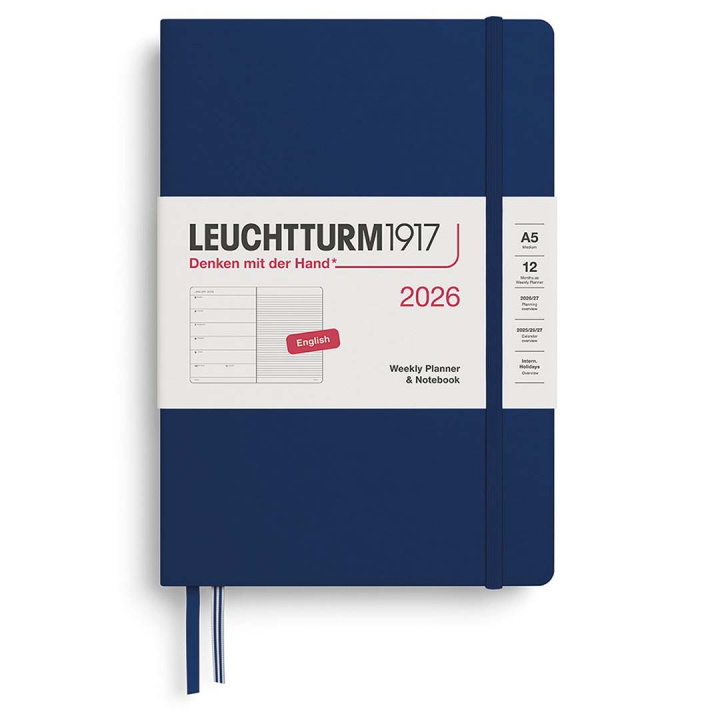 Kalender Weekly Planner & Notebook 2026 A5 Navy i gruppen  Papir & Blokk / Kalendere / 12 md kalendere hos Pen Store (136228)