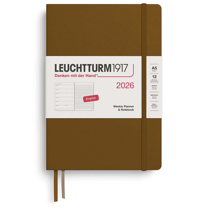 Kalender Weekly Planner & Notebook 2026 A5 Spice Brown i gruppen  Papir & Blokk / Kalendere / 12 md kalendere hos Pen Store (136229)