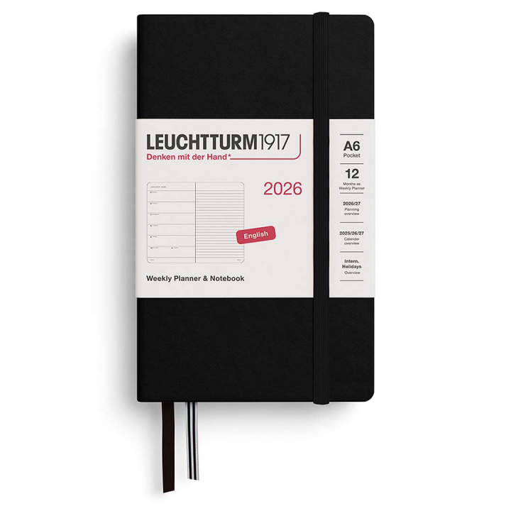 Kalender Weekly Planner & Notebook 2026 A6 Black i gruppen  Papir & Blokk / Kalendere / 12 md kalendere hos Pen Store (136230)