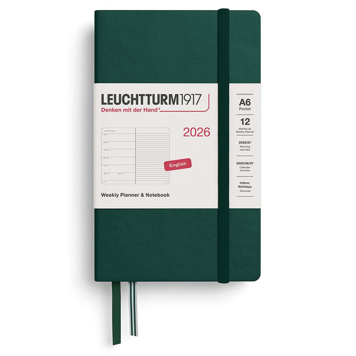 Kalender Weekly Planner & Notebook 2026 A6 Forest Green i gruppen  Papir & Blokk / Kalendere / 12 md kalendere hos Pen Store (136235)