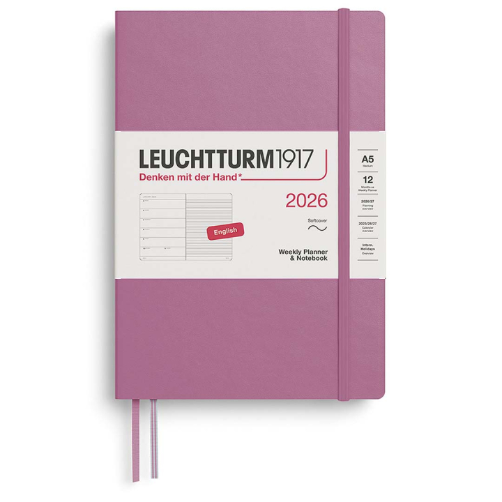 Kalender Weekly Planner & Notebook 2026 A5 Soft Cover Dusty Rose i gruppen  Papir & Blokk / Kalendere / 12 md kalendere hos Pen Store (136240)