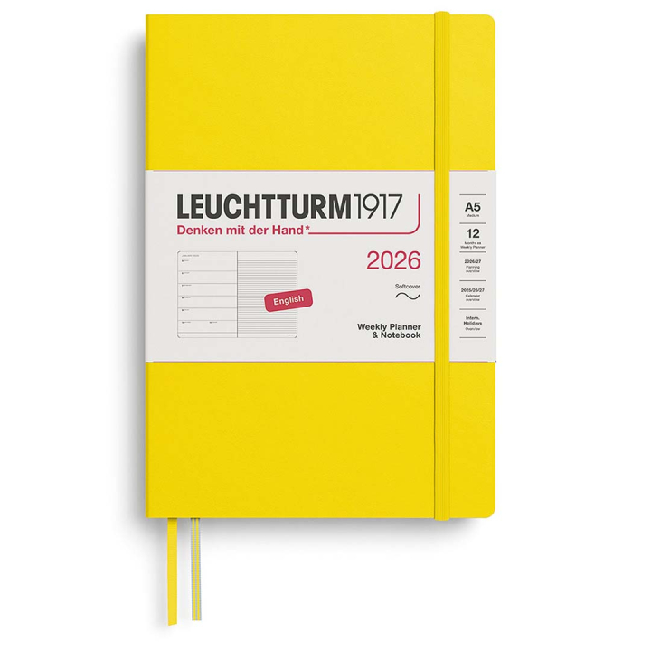 Kalender Weekly Planner & Notebook 2026 A5 Soft Cover Lemon i gruppen  Papir & Blokk / Kalendere / 12 md kalendere hos Pen Store (136243)