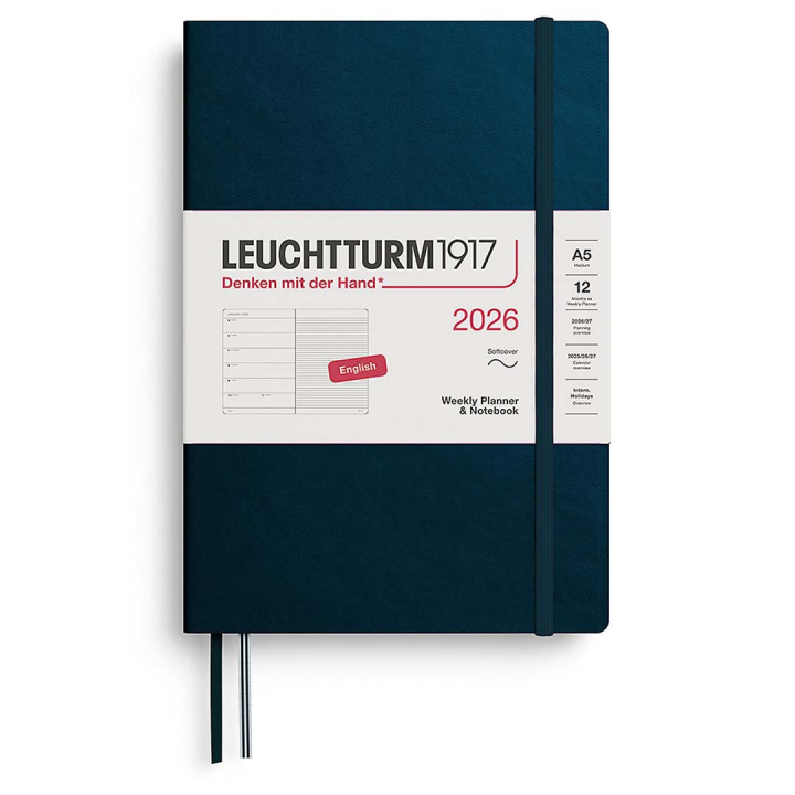 Kalender Weekly Planner & Notebook 2026 A5 Soft Cover Deep Sea i gruppen  Papir & Blokk / Kalendere / 12 md kalendere hos Pen Store (136247)